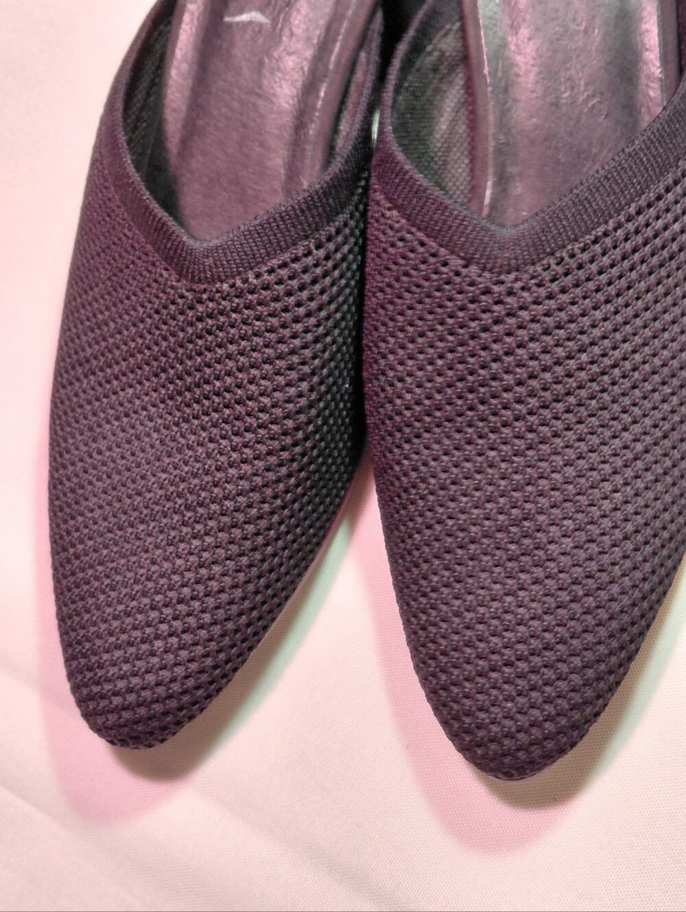 Eileen Fisher Black Gest Knit Block Heel Pointed Toe Mules NWOB Size 8M - Picture 4 of 8